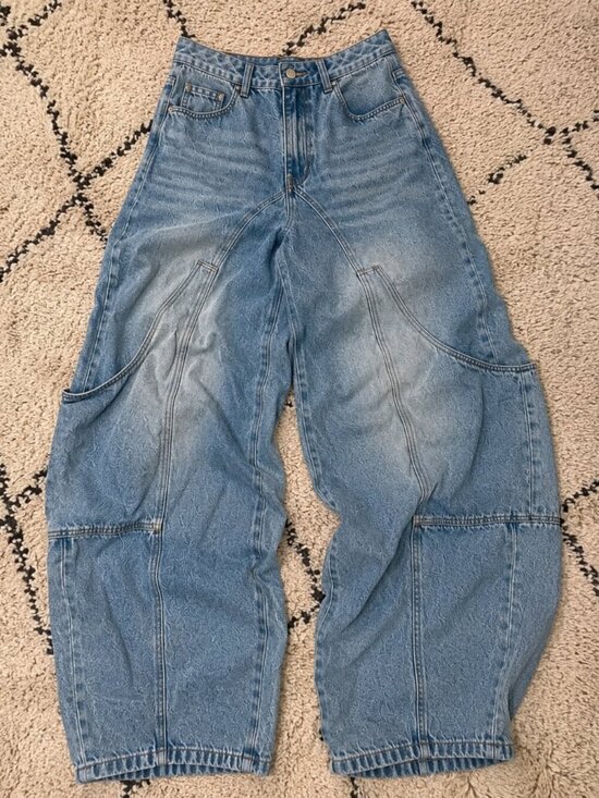 Denimoi Denim - Harem Barrel Leg Baggy Jeans Light Wash NWT Relaxed Fit Denim Pants Street